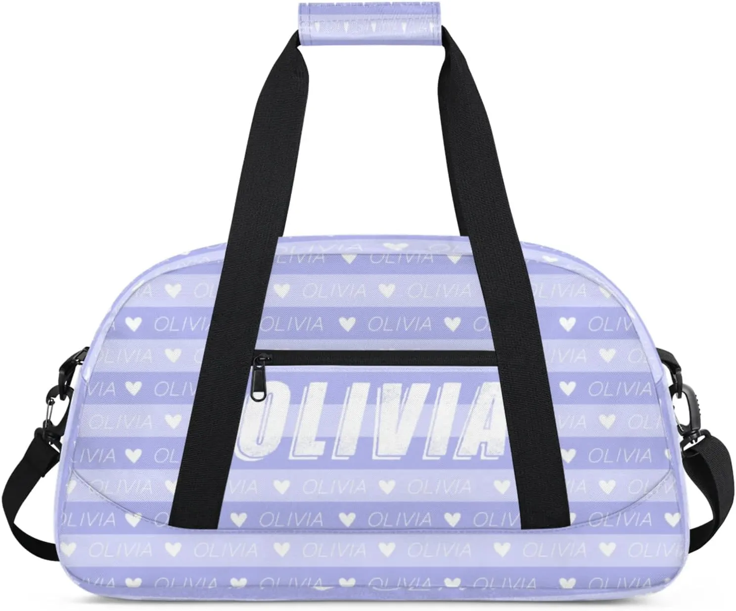 Custom Kids Duffel Bags Personalized Sport Gym Bag with Adjustable & Removable Shoulder Strap Lightweight Overnight Weekender Bag for Boys Girls Travel Sport School(Purple Stripes)