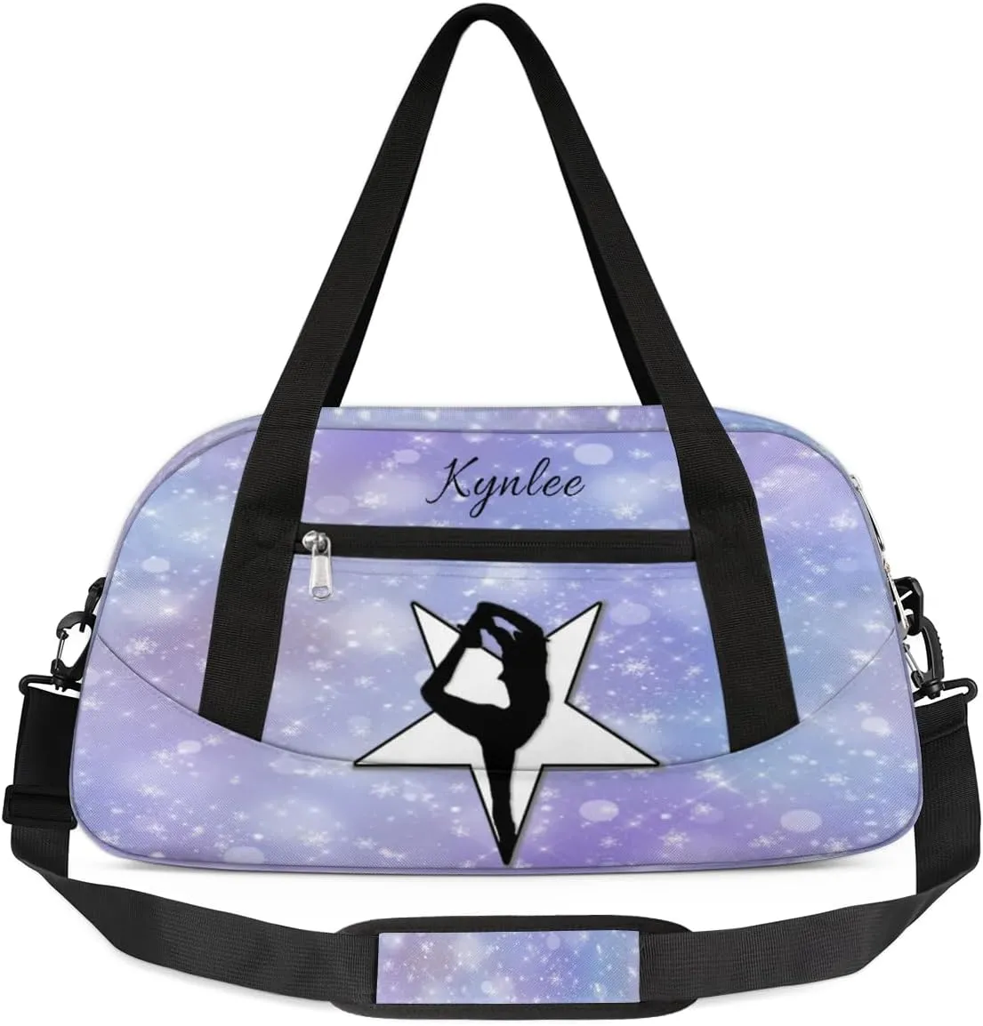 Custom Kids Duffel Overnight Bag Personalized Dance Bag Travel Duffel Bag for Girls Boys Customized Kids Gifts- Purple Cheer Gymnast