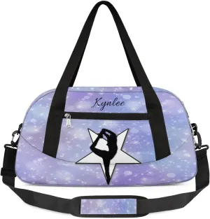 Custom Kids Duffel Overnight Bag Personalized Dance Bag Travel Duffel Bag for Girls Boys Customized Kids Gifts- Purple Cheer Gymnast