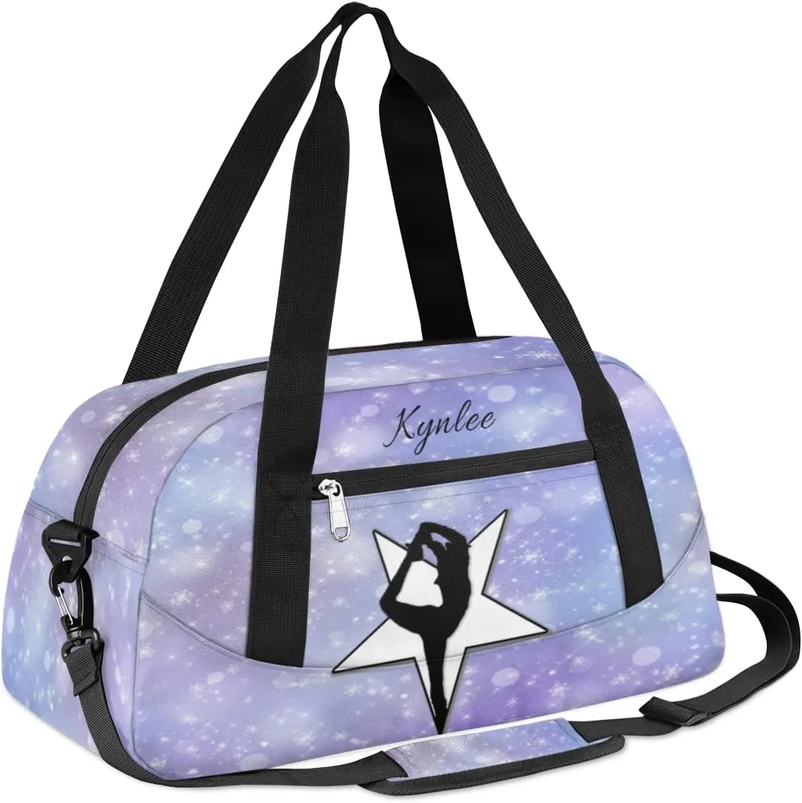 Custom Kids Duffel Overnight Bag Personalized Dance Bag Travel Duffel Bag for Girls Boys Customized Kids Gifts- Purple Cheer Gymnast