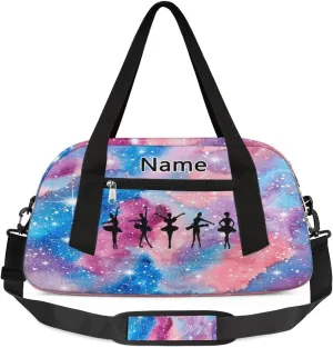 Custom Name Kids Duffle Bag Personalized Text Ballet Dance Gym Sports Bag Pink Waterproof Overnight Weekender Travel Workout Duffel Bag Carry On Bag for Little Boys Girls Teen Gifts, Colorful Cloud