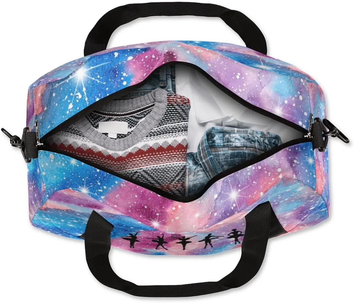 Custom Name Kids Duffle Bag Personalized Text Ballet Dance Gym Sports Bag Pink Waterproof Overnight Weekender Travel Workout Duffel Bag Carry On Bag for Little Boys Girls Teen Gifts, Colorful Cloud