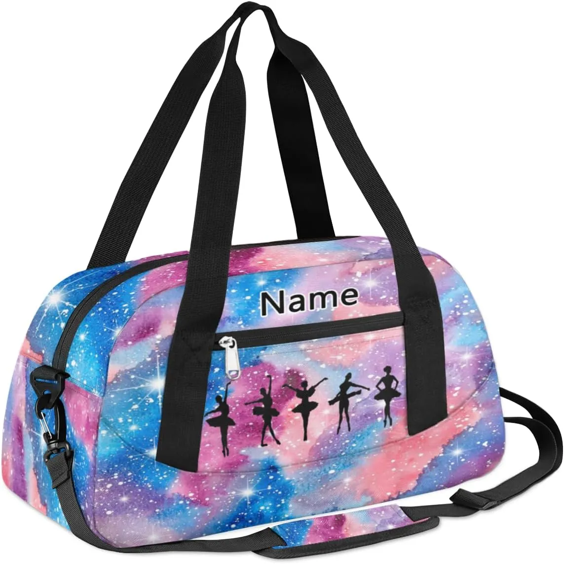 Custom Name Kids Duffle Bag Personalized Text Ballet Dance Gym Sports Bag Pink Waterproof Overnight Weekender Travel Workout Duffel Bag Carry On Bag for Little Boys Girls Teen Gifts, Colorful Cloud