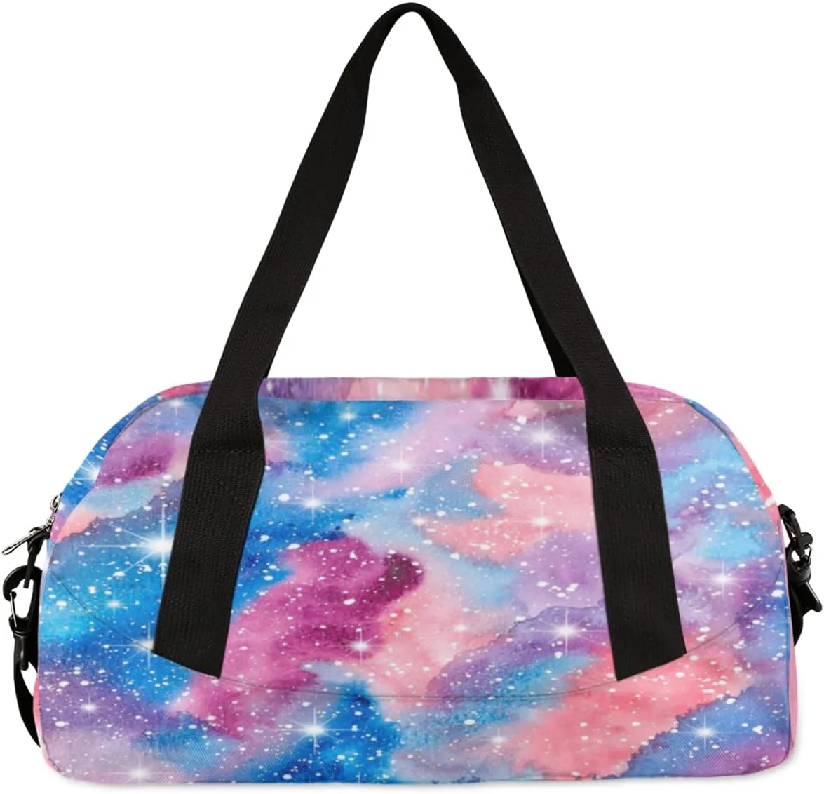 Custom Name Kids Duffle Bag Personalized Text Ballet Dance Gym Sports Bag Pink Waterproof Overnight Weekender Travel Workout Duffel Bag Carry On Bag for Little Boys Girls Teen Gifts, Colorful Cloud