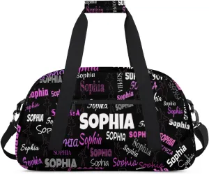 Custom Named Dance Ballet Bag, Black Gym Sports Duffle Bag Carry On Weekend Sports Dancing Training Travel Bag