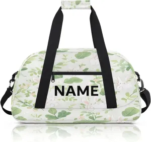 Custom Rabbit Floral Small Gym Bag 18 inch for Women Men Personalized Animals Rabbit Carry On Overnight Weekender Bag for Travel Work Dance Sport