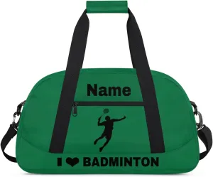 Custom Sport Duffel Bag Badminton Personalized Name Sports Bag Overnight Weekender Bag Waterproof Travel Sport Gym Bags, Green