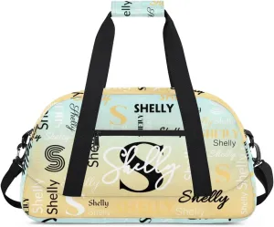 Custom Sport Duffel Bag, Small Gym Bag for Women Personalized Travel Duffle Bag Carry On Weekender Bag Overnight Tote Training Workout Bag Beige Gradient
