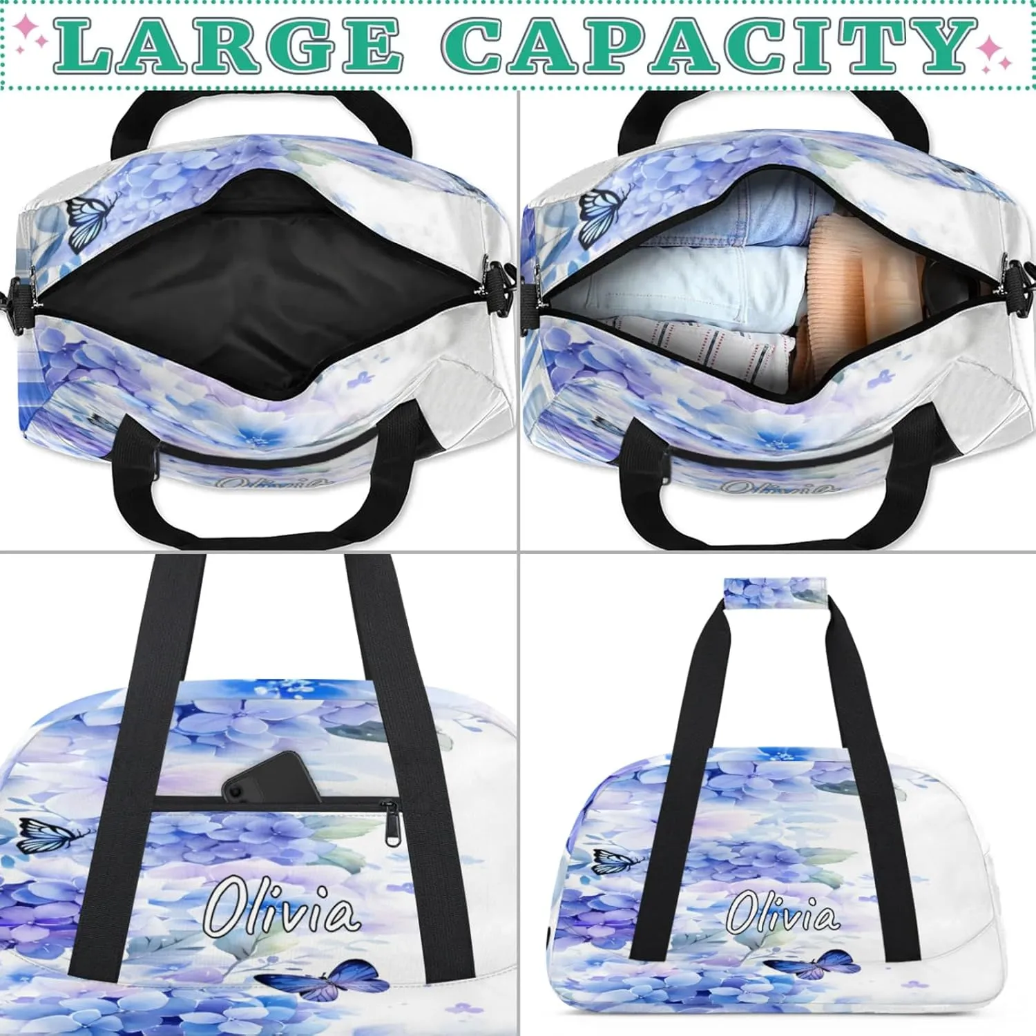 Custom Sports Gym Bag Personalized Name Travel Duffel Bag