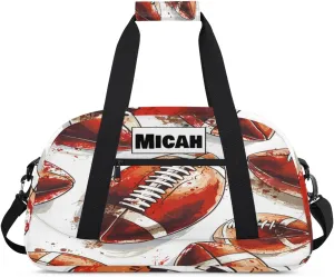 Custom Sports Painted Football Duffel Bags for Boys, Personalized Sports Gym Duffel Tote Workout Bag Named Practice Travel Overnight Training Bag, American Football