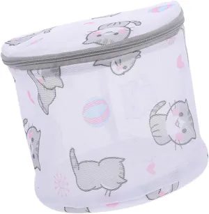 Cute Cat Design Mesh Laundry Bag for and Underwear Washing Bag Lightweight Travel Organizer for Optimal Cleaning Compact Sturdy Zipper Grey Color