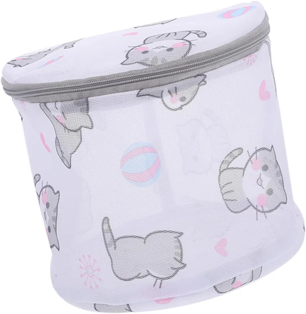 Cute Cat Design Mesh Laundry Bag for and Underwear Washing Bag Lightweight Travel Organizer for Optimal Cleaning Compact Sturdy Zipper Grey Color