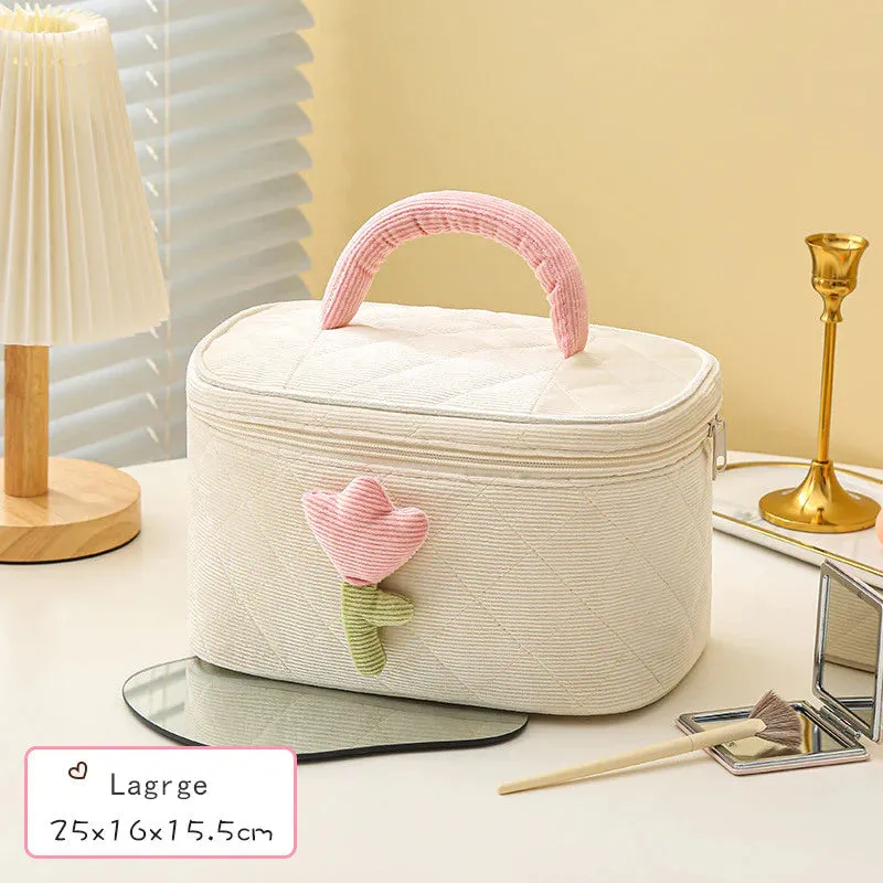 Cute Corduroy Cosmetic Bag