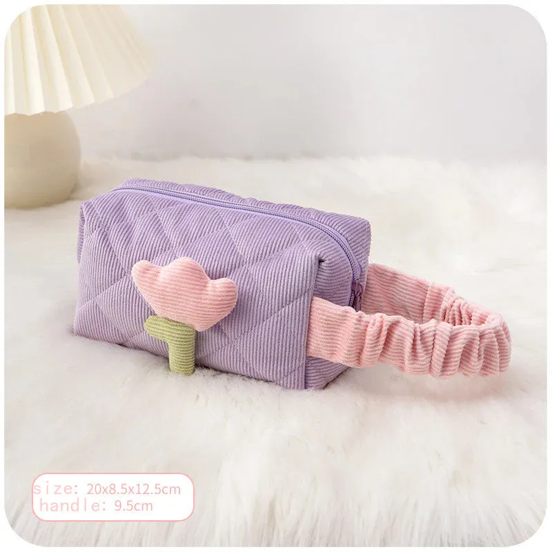 Cute Corduroy Cosmetic Bag