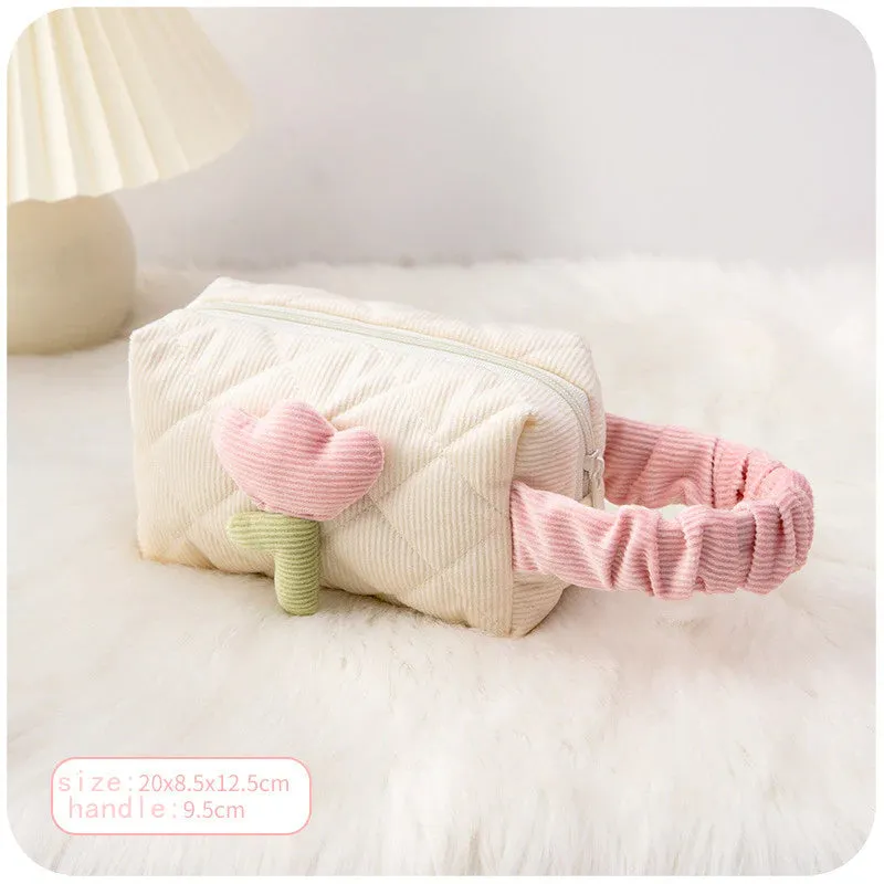 Cute Corduroy Cosmetic Bag