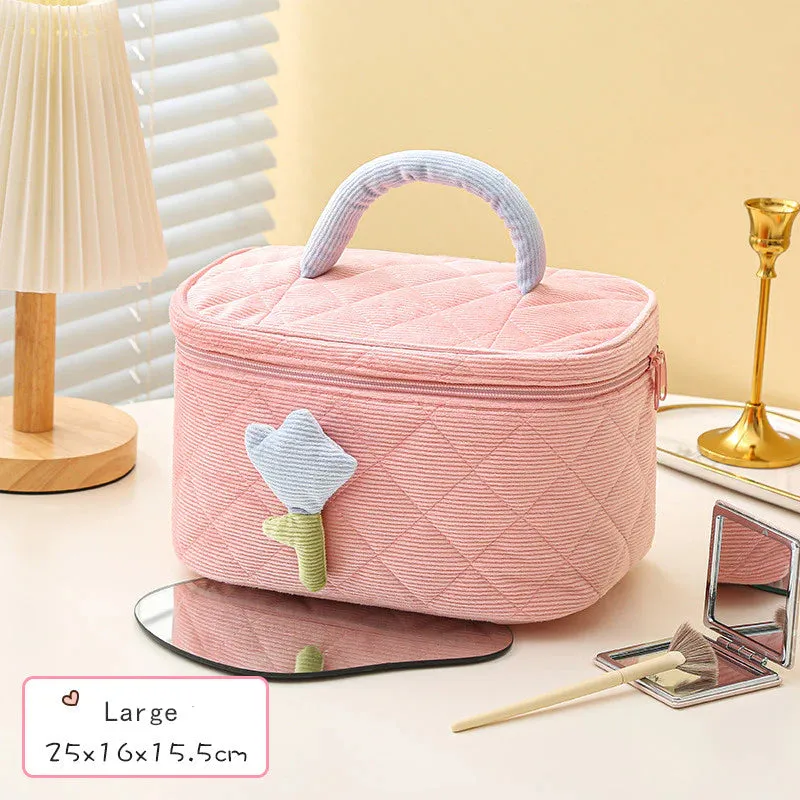 Cute Corduroy Cosmetic Bag