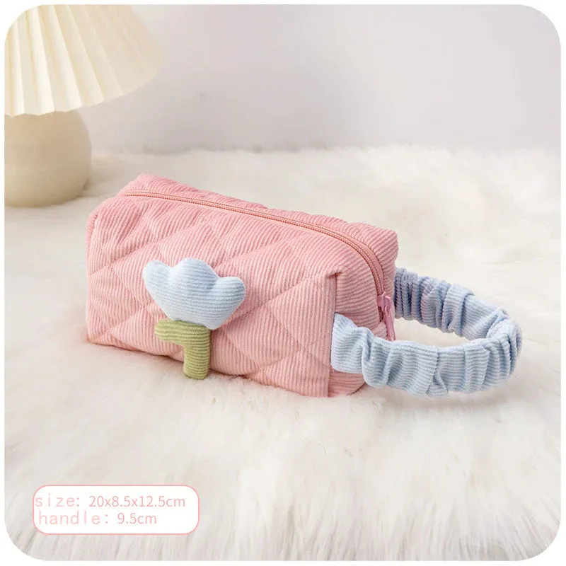 Cute Corduroy Cosmetic Bag