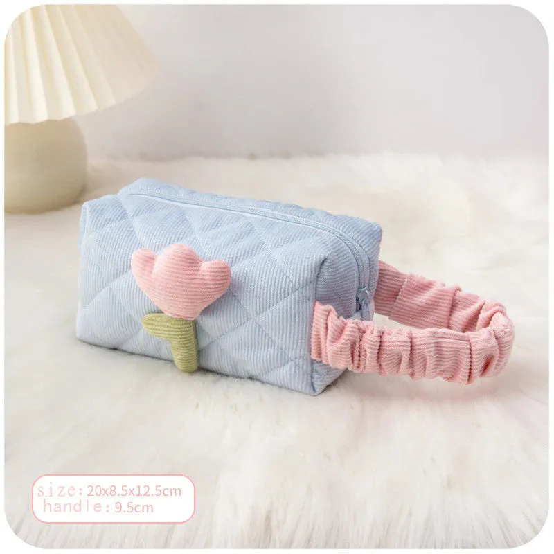 Cute Corduroy Cosmetic Bag