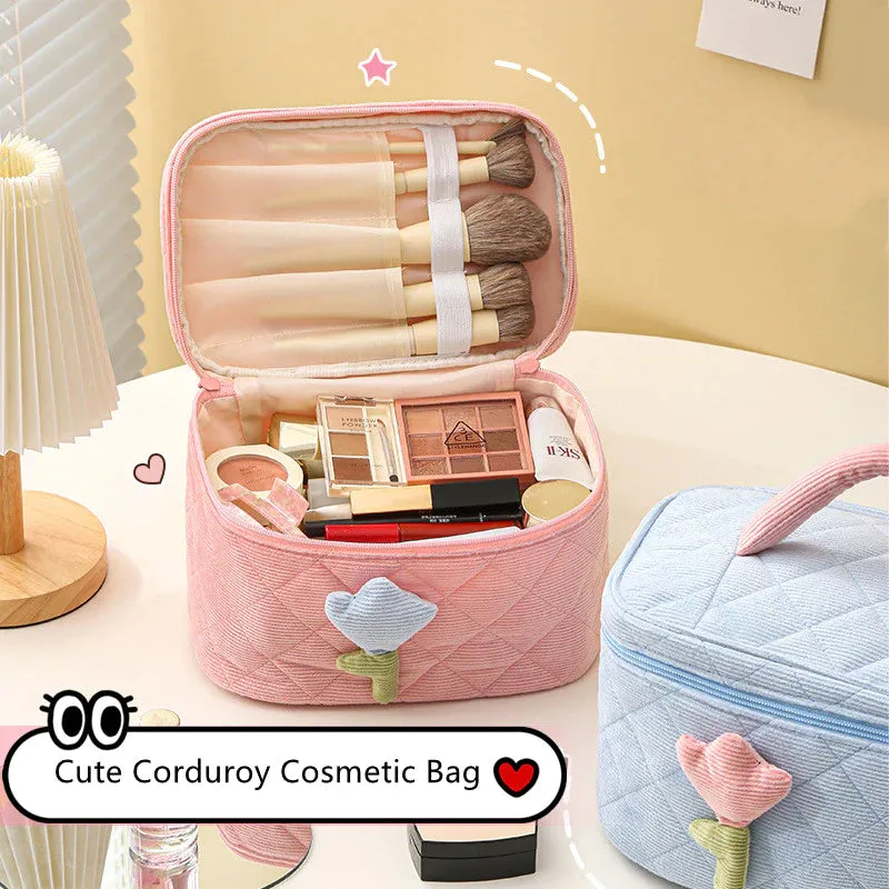 Cute Corduroy Cosmetic Bag