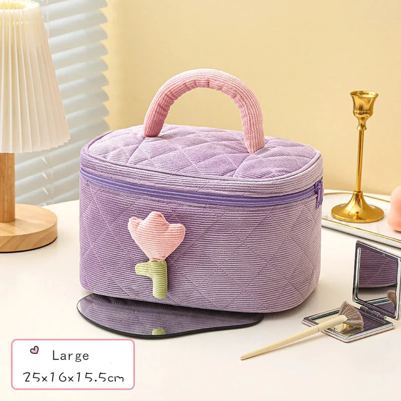 Cute Corduroy Cosmetic Bag