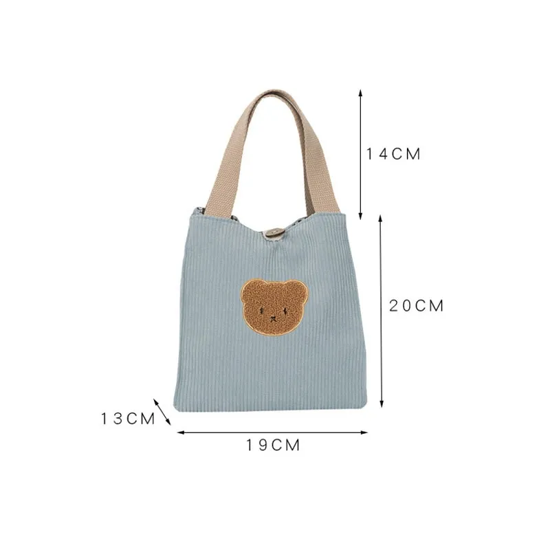 Cute Corduroy Kawaii Bear Tote Bag