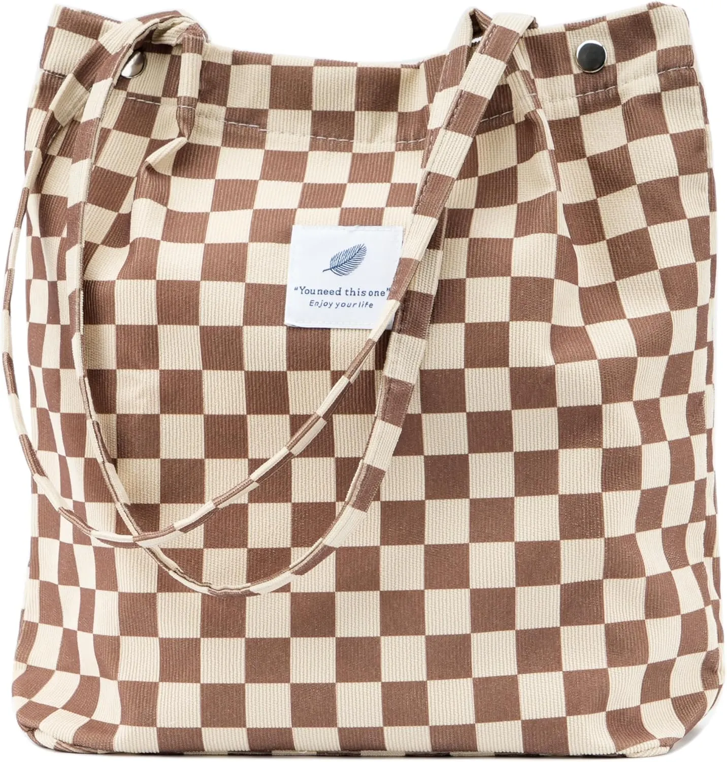 Cute Corduroy Tote Bag Canvas Shoulder Handbags for Women Travel Shopping