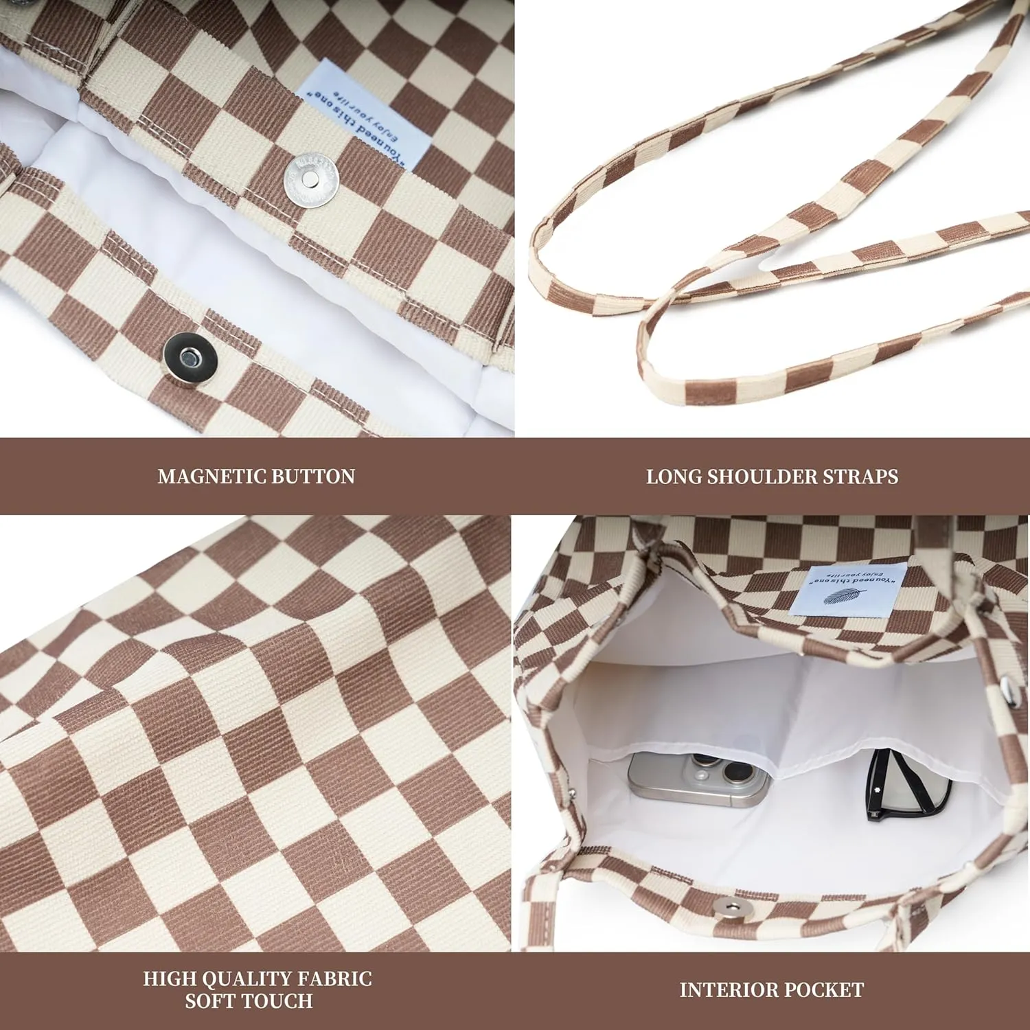 Cute Corduroy Tote Bag Canvas Shoulder Handbags for Women Travel Shopping
