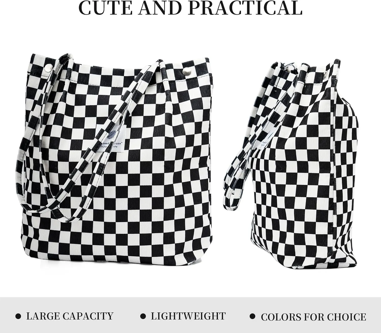 Cute Corduroy Tote Bag Canvas Shoulder Handbags for Women Travel Shopping