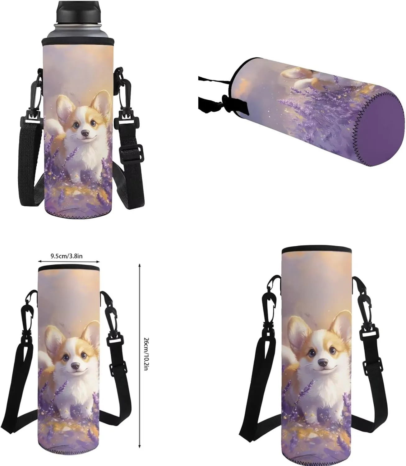 Cute Corgi Backpack for School Girls 4th/5th Grade Kids Bookbag with Lunch Box and Water Bottle Holder Large Pencil Case Set 4 In 1 Elementary Kindergarten School Bag Daycare Satchel Bags