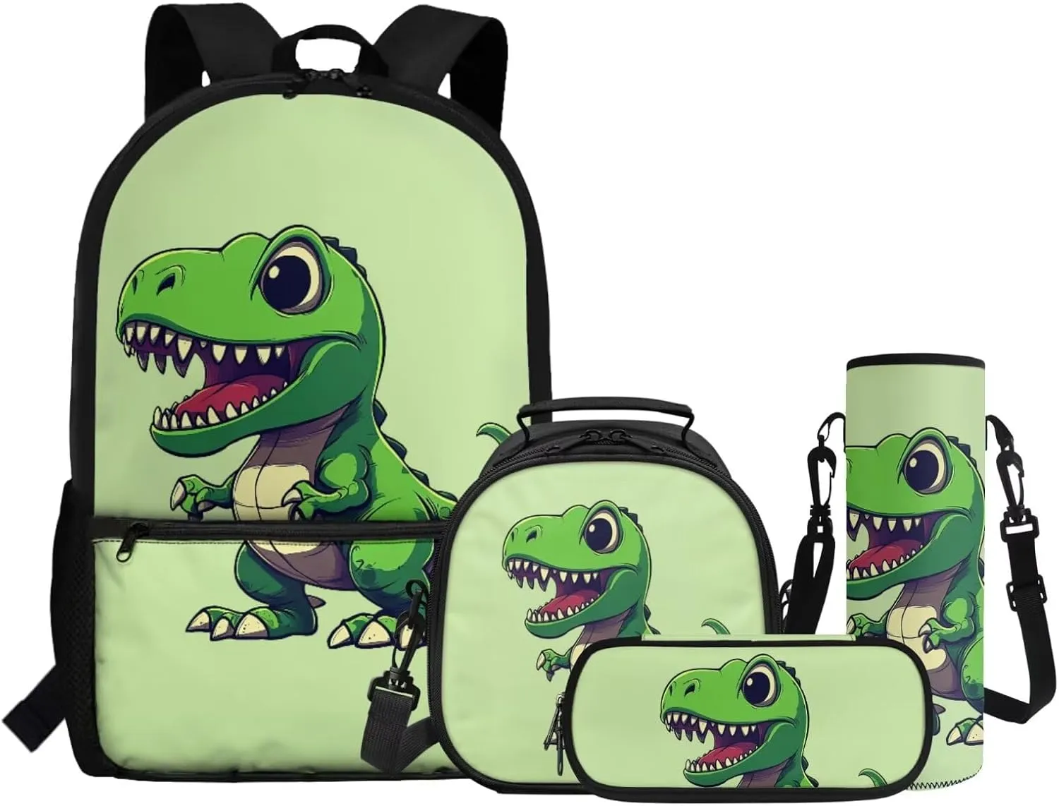 Cute Dinosaur Backpack for Kids 3-5 5-7 7-10 Boys School Bag with Lunch Bag Set Elementary Kindergarten School Bookbag Lunch Box Pencil Case Bottle Holder 4Pcs Preschool Back Pack Satchel