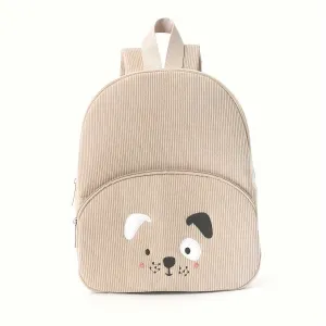 Cute Dog Backpack - Soft Corduroy Material with Adjustable Straps