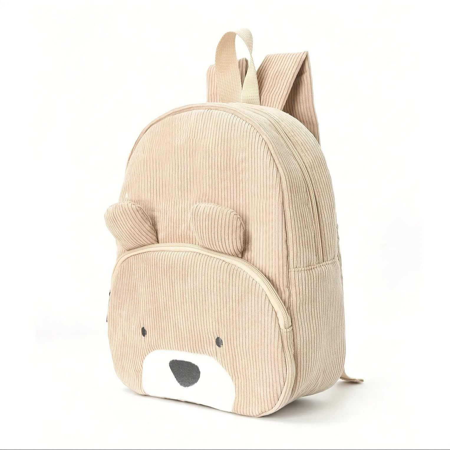 Cute Dog Backpack - Soft Corduroy Material with Adjustable Straps