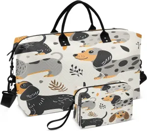 Cute Dogs Travel Duffel Bag, Shoulder Weekender Overnight Bags - Large Gym Bag with Wet Pocket