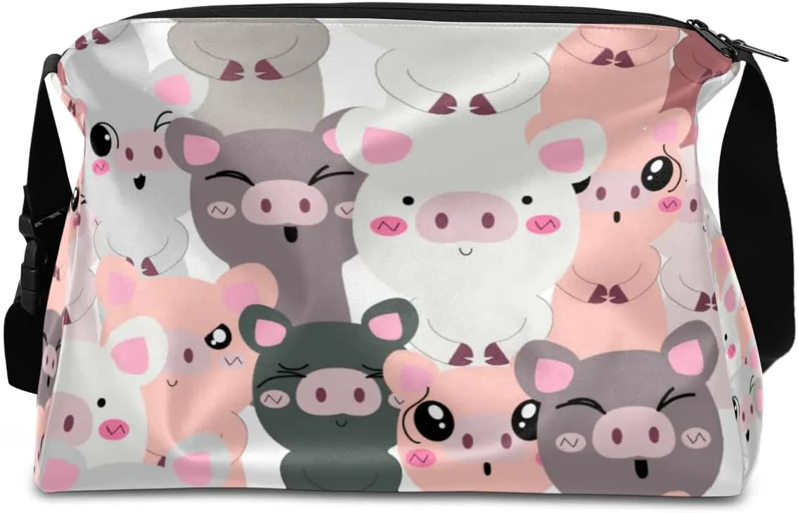 Cute Fat Pig Print Small Gym Bag for Men Women Workout Sport Duffle Bag Waterproof Weekender Overnight Bag Lightweight Carry on Tote Bag Crossbody Shoulder Travel Bag for Swim Yoge Dance