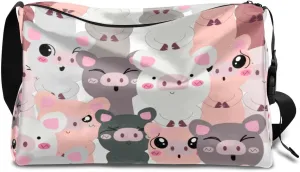Cute Fat Pig Print Small Gym Bag for Men Women Workout Sport Duffle Bag Waterproof Weekender Overnight Bag Lightweight Carry on Tote Bag Crossbody Shoulder Travel Bag for Swim Yoge Dance