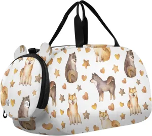 Cute Shiba Inu Dogs Duffel Bags for Boys Small Gym Bags for Teens Dance Bag for Girls