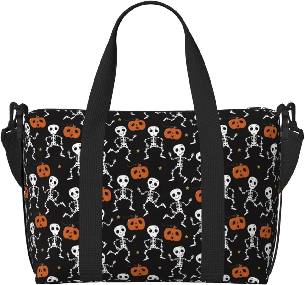 Cute Skeleton Dance Travel Bag for Women Men Weekender Bags Carry on Overnight Bag Tote Bag Yoga Gym Bag for Gym, Work, Weekend, Travel, Personal Items