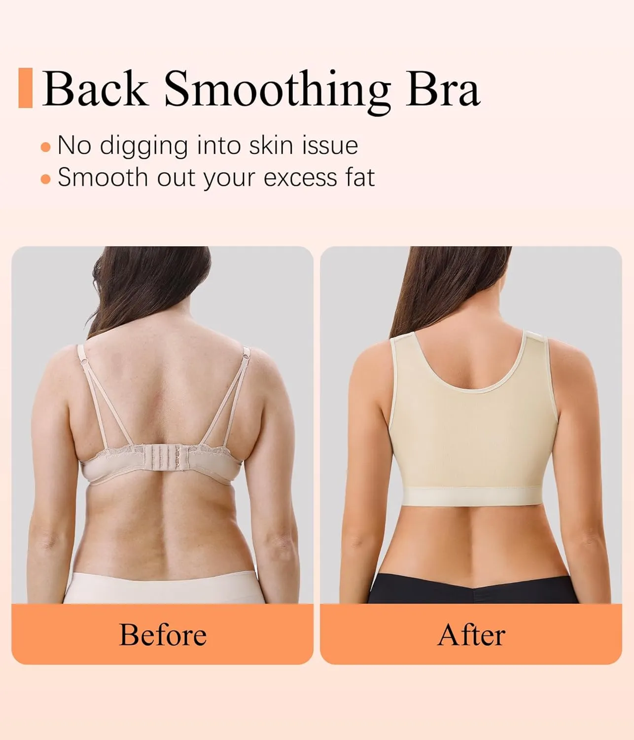 CYDREAM Zip Front Closure Wireless Bras for Women Full Coverage Post Surgery Compression Back Smoothing Comfort Adjustable