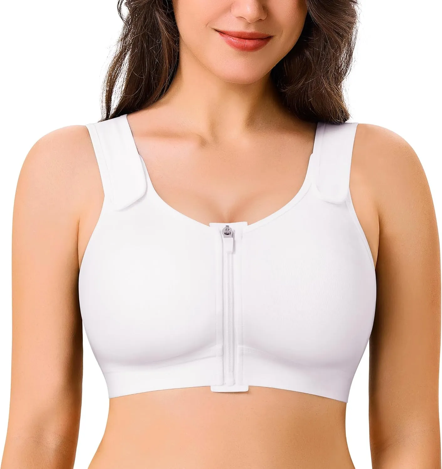 CYDREAM Zip Front Closure Wireless Bras for Women Full Coverage Post Surgery Compression Back Smoothing Comfort Adjustable