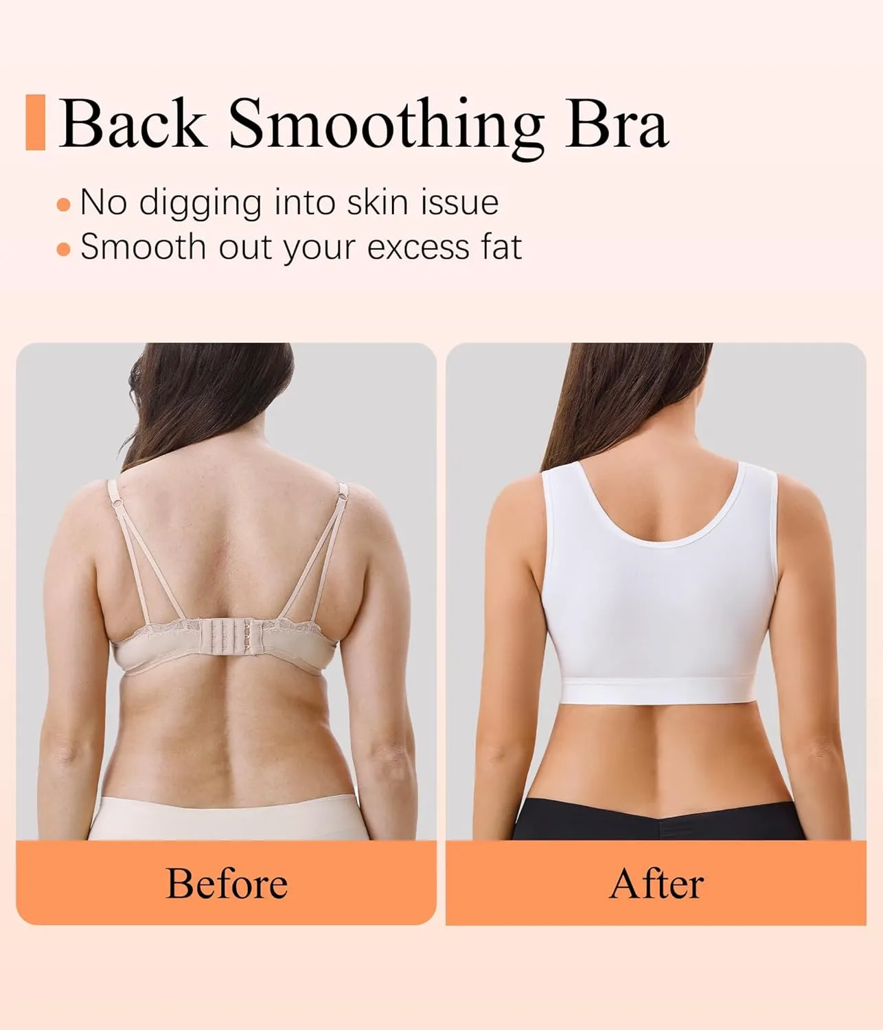 CYDREAM Zip Front Closure Wireless Bras for Women Full Coverage Post Surgery Compression Back Smoothing Comfort Adjustable