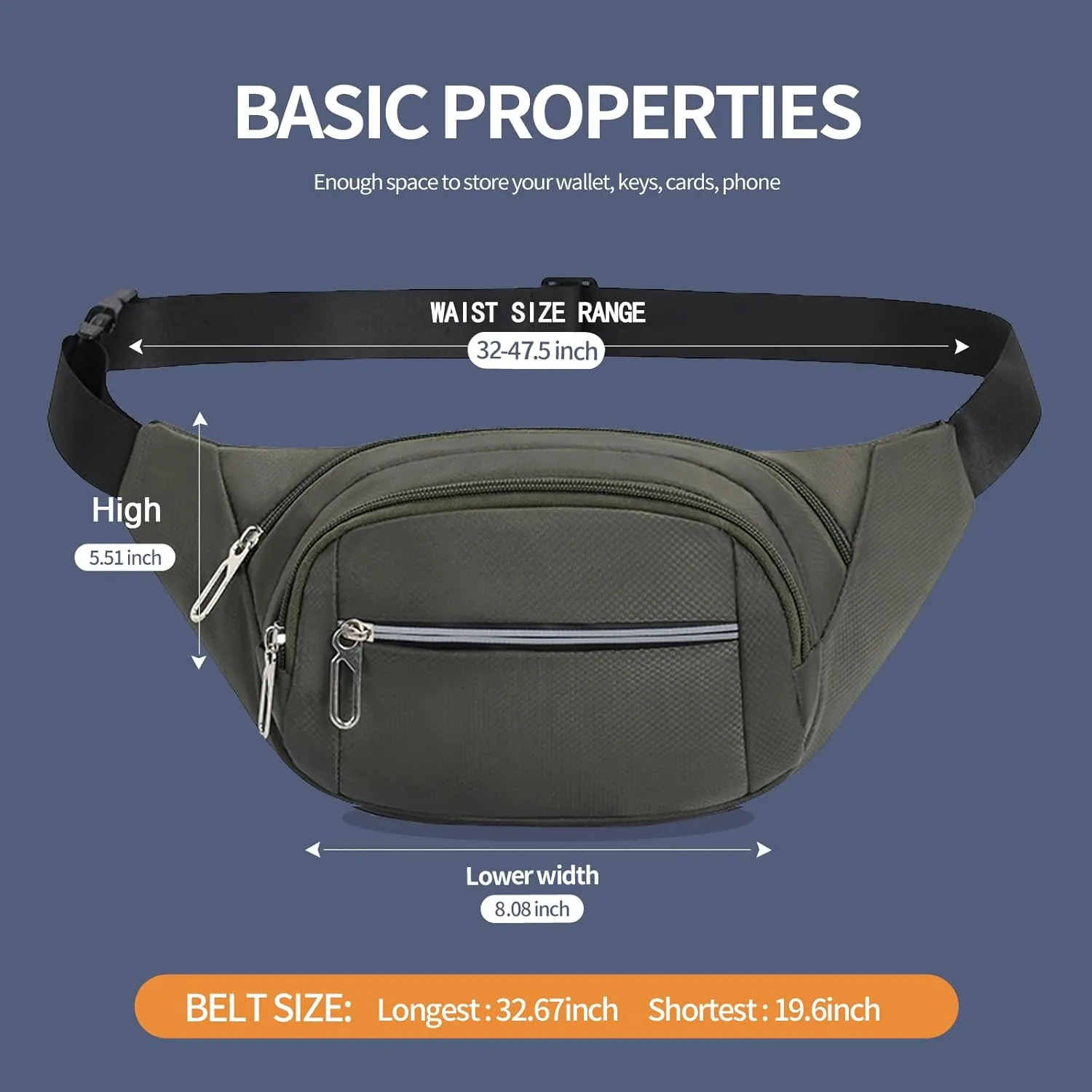 DAITET Crossbody Fanny Pack for Men&Women,Large Waist Bag & Hip Bum Bag with Adjustable Strap for Outdoors Workout Traveling Casual Running Hiking Cycling