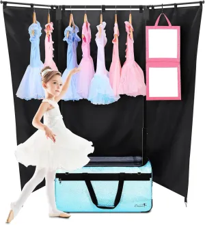 Dance Bag with Garment Rack and Curtain, 29" Glitter Rolling Dance Competition Bag with Garment Rack & Wheels, Collapsible Dance Travel Bag Suitcase for Dancers Performer Artist Livestreamer Athlete