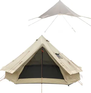 DANCHEL OUTDOOR B2 16.4FT/5M Yurt Tent with Waterproof Rain Fly Tent Trap, Backpacking Bell Tent with Cover for 6 Person Camping Glamping