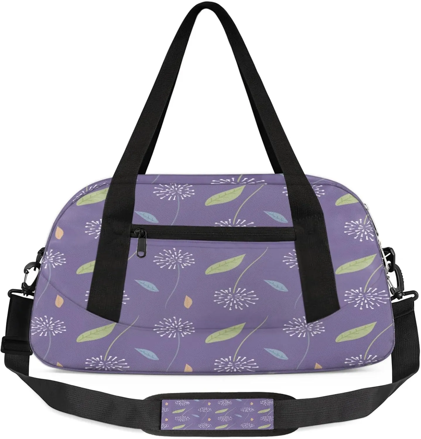 Dandelion Leaves Pattern Kids Duffel Bag Lightweight Waterproof Sports Gym Bag with Front Zipper Pocket Foldable Weekender Overnight Bag for School Practice Gymnastic Ballet