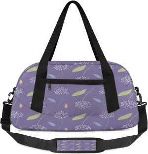 Dandelion Leaves Pattern Kids Duffel Bag Lightweight Waterproof Sports Gym Bag with Front Zipper Pocket Foldable Weekender Overnight Bag for School Practice Gymnastic Ballet
