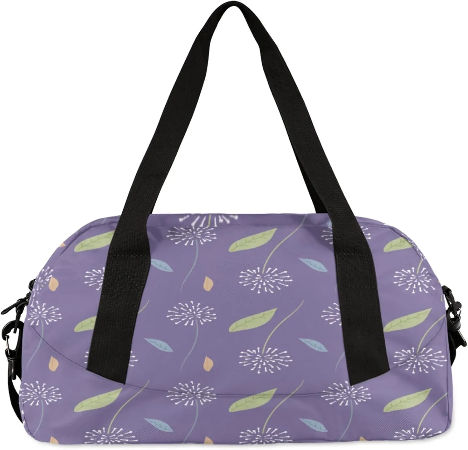 Dandelion Leaves Pattern Kids Duffel Bag Lightweight Waterproof Sports Gym Bag with Front Zipper Pocket Foldable Weekender Overnight Bag for School Practice Gymnastic Ballet