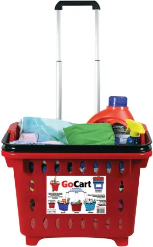 dbest products GoCart, Red Grocery Cart Shopping Laundry Basket on Wheels