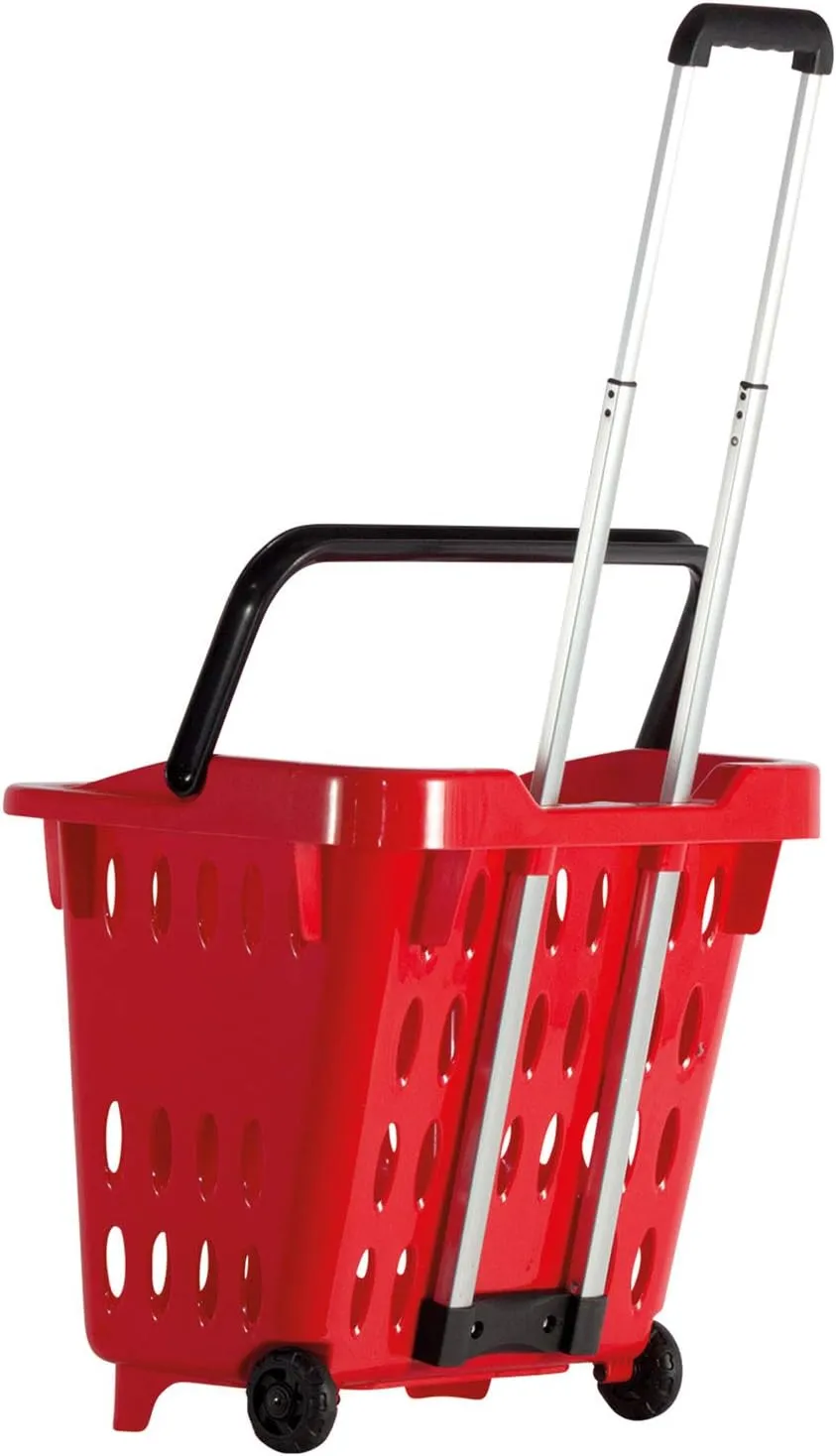 dbest products GoCart, Red Grocery Cart Shopping Laundry Basket on Wheels
