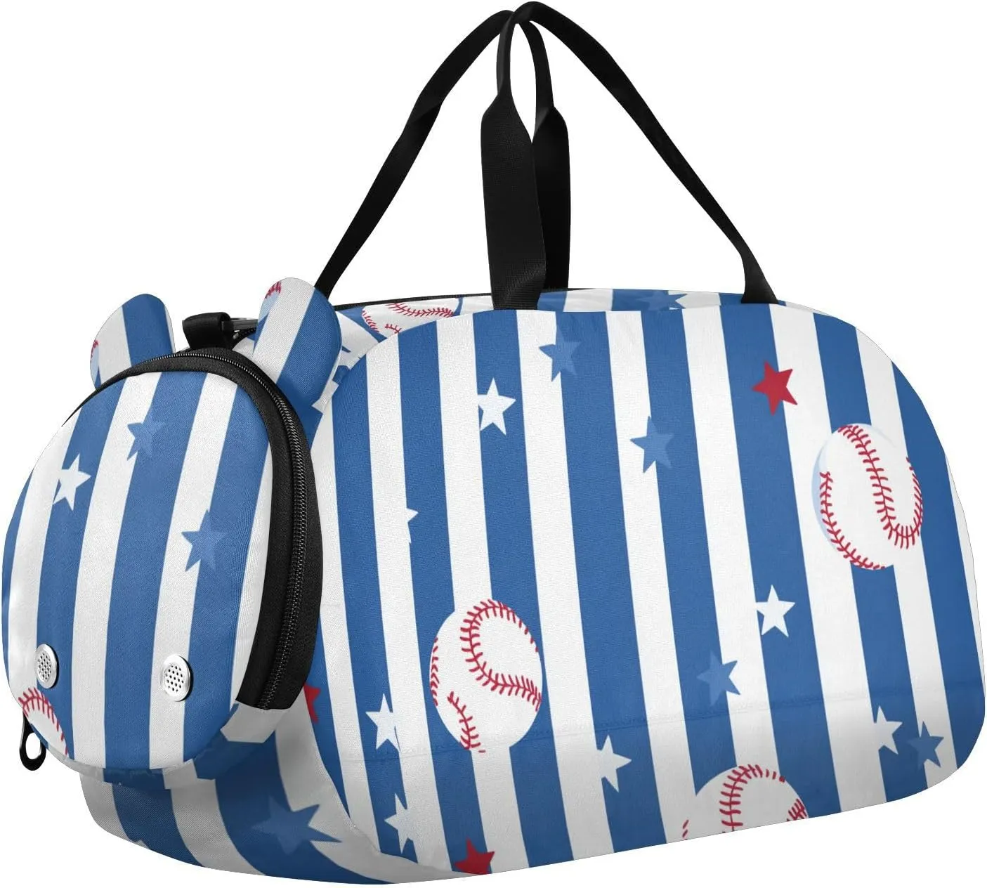 Deep Blue Baseball Girl's Gym Duffel Bag with Shoes Compartment Large Capacity Kids Overnighter Duffel Bags for School Practice, Sports, Travel
