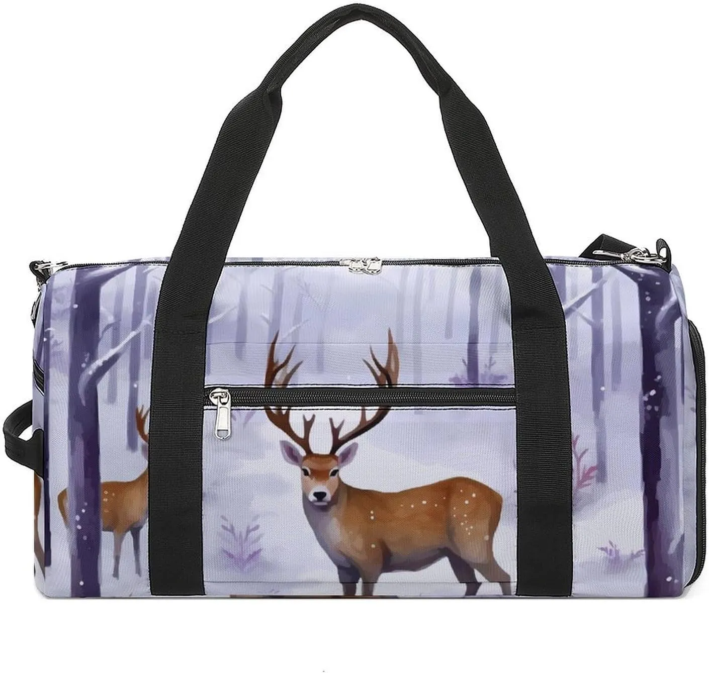 Deers Winter Forests Funny Gym Bag Travel Duffel Bags Carry On Weekender Overnight Bag for Women Men